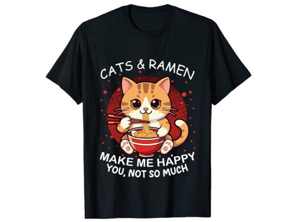 Cats Ramen Make Me T-Shirt Design Graphics Review
