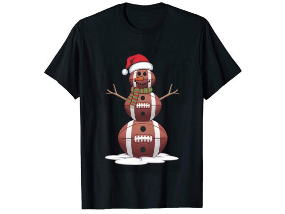 Christmas American Football Snowman Graphics for T-Shirt Designs