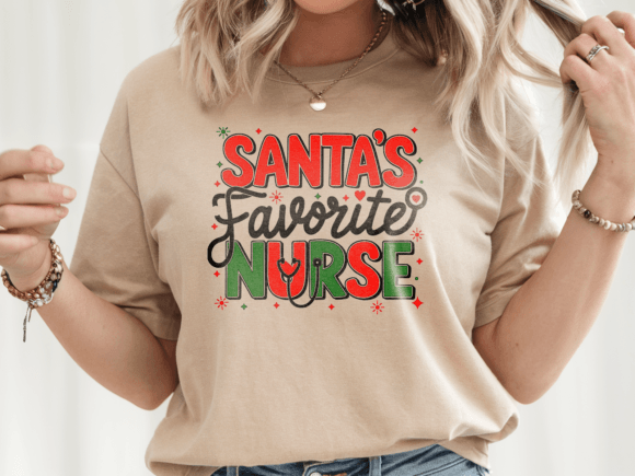 Santa s Favorite Nurse Christmas PNG Graphics and T-Shirt Designs