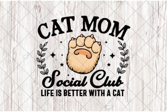SVG Cat Mom Social Club PNG Retro Design for T-Shirt Graphics