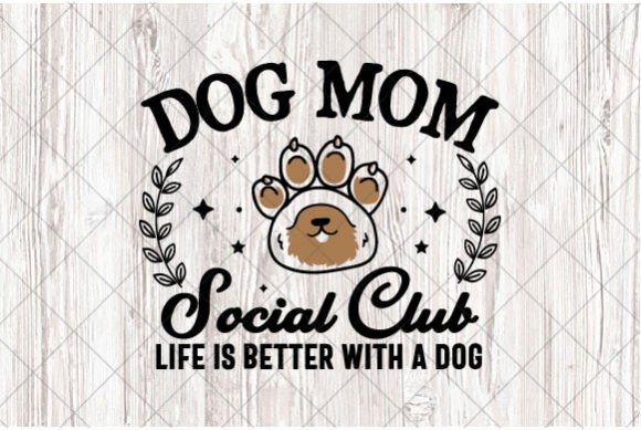 SVG Dog Mom Social Club PNG Retro Design for T-Shirt Graphics