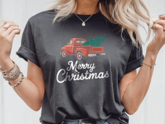Vintage Wagon Christmas - Tree on Car Graphics & T-Shirt Designs